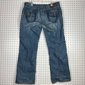 Monarchy Y2K Grunge Jeans 38x34 Streetwear Skate Wide Leg Denim Flap Goth Skater